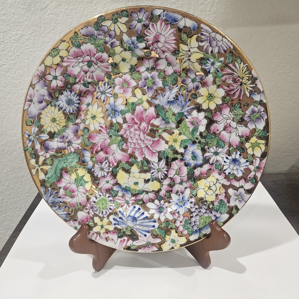 Vintage Princess House "Mille Fleur" Decorative Plate Hand Painted Hong Kong